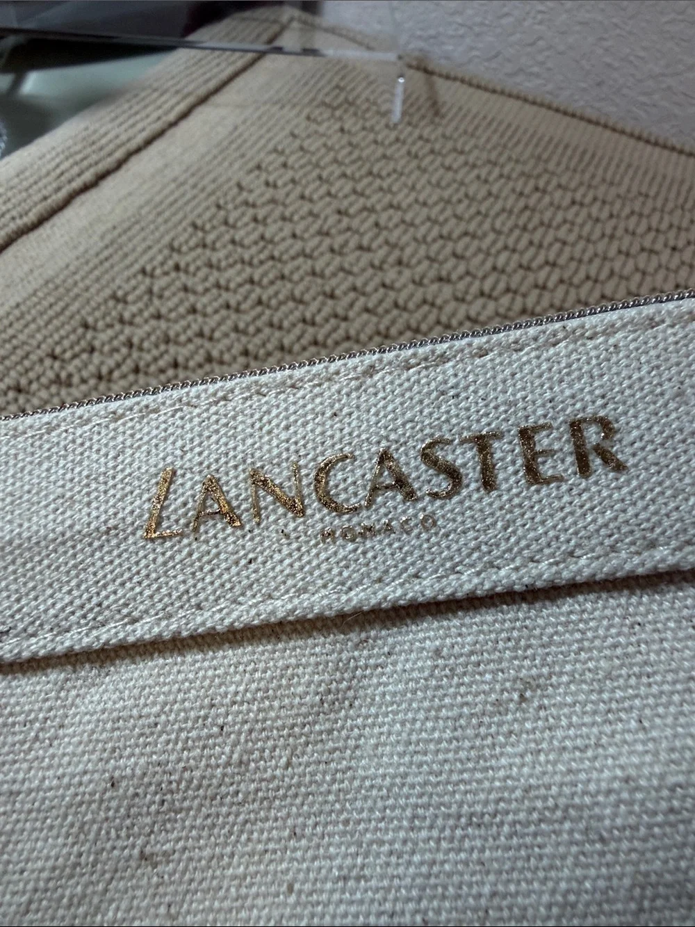 Lancaster Cream Canvas Cosmetic Pouch